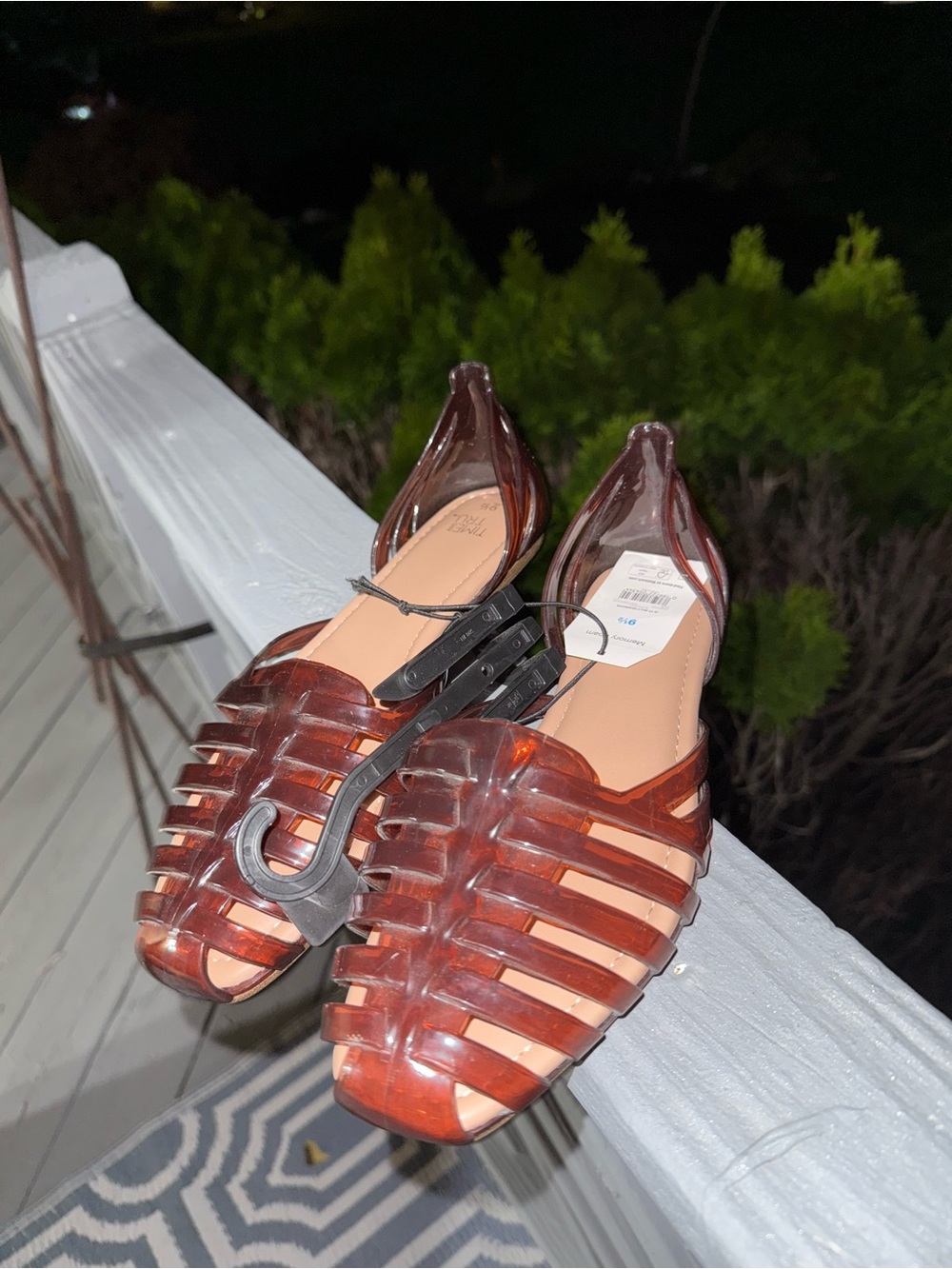 Women's Brown Jelly Fisherman Flats size 9.5 new with tag + comes with free gift